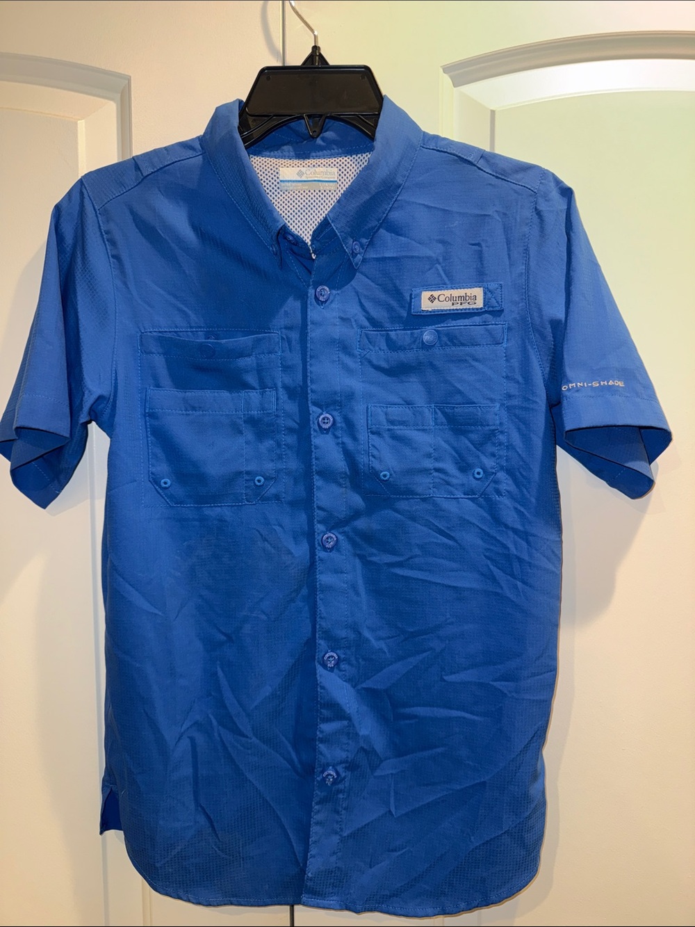 Boys Columbia performance fishing gear sort sleeve shirt size L 14/16